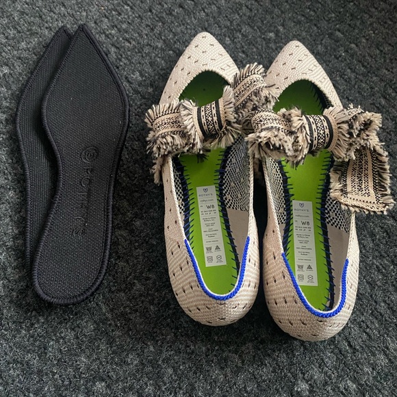 Unique Beige Flats with Fringe Detail - Picture 5 of 5